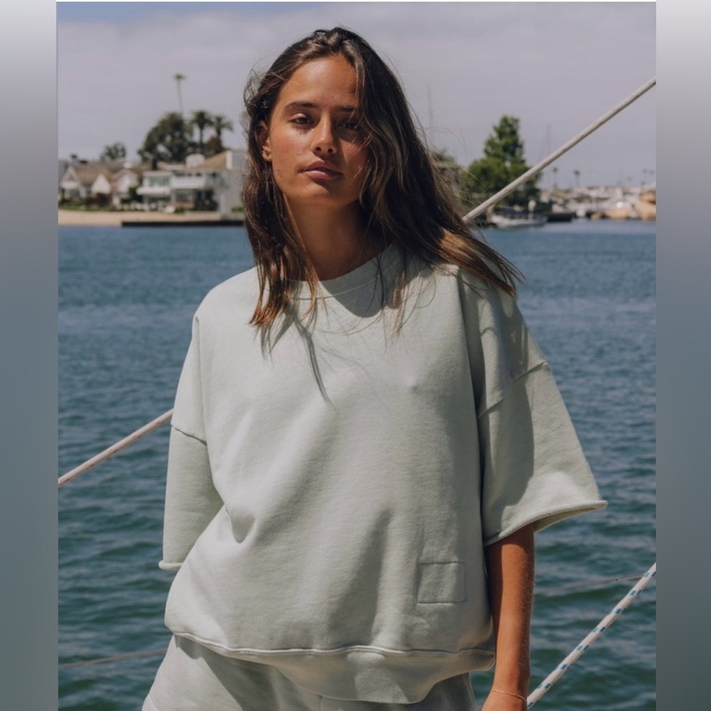 Daily Drills Cropped Sleeve Crew & Super Shorts Set - Harbor
